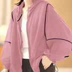 Women's Bohemian Shirt - Lightweight Breathable Loose-Fit Long Sleeve Hooded Cardigan with Pockets, & Sheer Mesh Panels for Outdoor Activities, Casual Elegance Collection