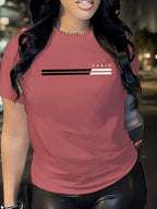 1pc Paris Graphic Print Women'S Casual Summer T-Shirt - Red, Short Sleeve, Round Neck, Polyester Blend, Comfort Fit, Casual Wear | Graphic Tee | Comfortable Fit