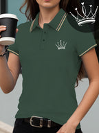 Women's Shirt Short Sleeve T-shirt with Crown Pattern Print