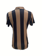 Chic V-Neck Short Sleeve T-Shirt for Women - Slim Fit, Fabric, Geometric Design, Perfect for Spring\u002FSummer\u002FFall, Stylish Layering Piece