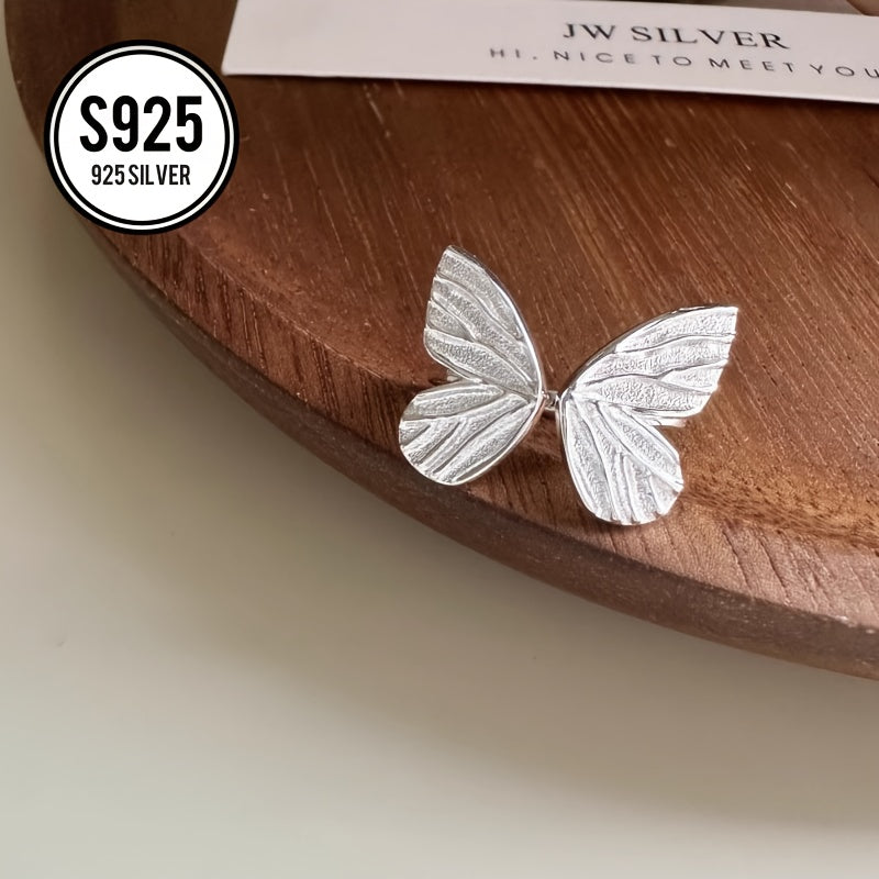925 Hypoallergenic Sweet Butterfly Ring Niche Design Celebrity Simple Temperament Ring Daily Wear Accessories Decorative Accessories Valentine's Day Mother's Day Gift Lady Gift Anti-oxidation Storage Gift Box 3.6g