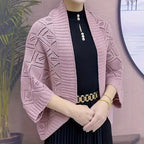 2024 New Women's Elegant Shawl Cardigan - Black & Blue Two-Tone Capelet with Buttons, Windproof Warm Winter Wrap for Dresses, Versatile Outdoor Fashion Accessory, Cardigan for Dress