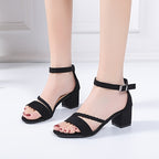Women'S High-Heeled Shoes with Chunky Heels And Straps, Stylish Outdoor Footwear for Women.