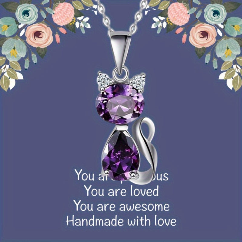 Cute Cat Pendant Necklace, Animal Sweater Chain, Great Christmas Halloween Thanksgiving Day Gift, New Year's Gift, Valentine's Day Gift