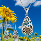 3pcs, Sunflower Water Drop Earrings Necklace Set, Trendy Party Jewelry, Christmas Gift, New Year's Gift, Valentine's Day Gift For Women Mom Girlfriend Family Friends