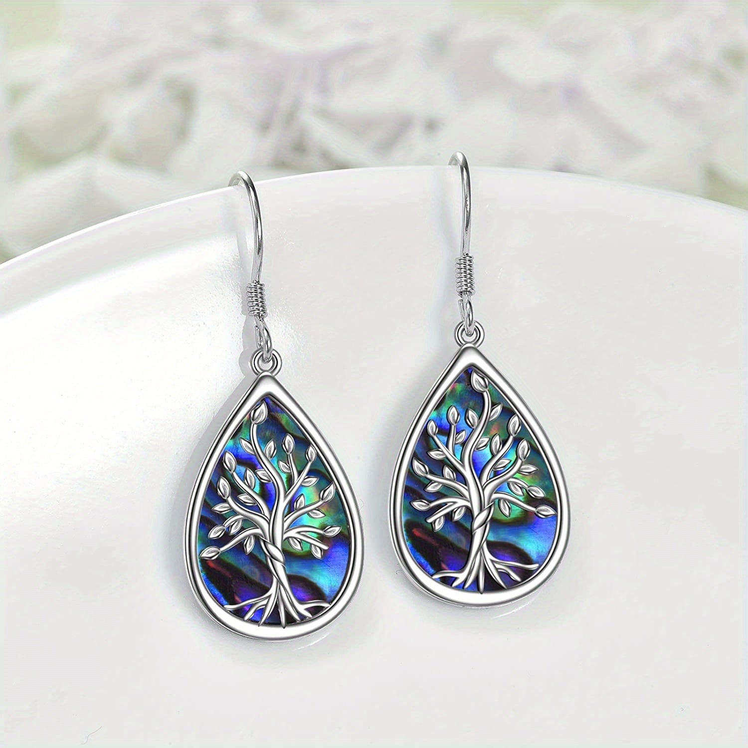 Tree of Life Fashion Jewelry Set - Water Drop Necklace & Earrings, Alloy with Mixed Colors, Perfect Gift for Birthdays and Christmas, Perfect for Winter, New Year