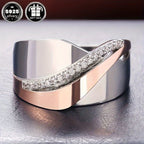 Elegant 925 Silver Wide Face Infinity Engagement Ring with Sparkling Cubic Zirconia Stones - Perfect for Weddings and Promises, Daily Occasion Ring|Elegant Ring Design|Durable Metal Ring