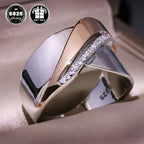 Elegant 925 Silver Wide Face Infinity Engagement Ring with Sparkling Cubic Zirconia Stones - Perfect for Weddings and Promises, Daily Occasion Ring|Elegant Ring Design|Durable Metal Ring