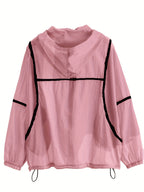 Women's Bohemian Shirt - Lightweight Breathable Loose-Fit Long Sleeve Hooded Cardigan with Pockets, & Sheer Mesh Panels for Outdoor Activities, Casual Elegance Collection