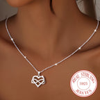 1pc Elegant 925 Sterling Silver Heart Pendant Necklace with Cubic Zirconia - Mobius Link Design, Perfect Gift for Birthdays, Weddings, Valentine'S Day, Easter, Ramadan, Mother'S Day, Valentine'S Day Necklace|Elegant Necklace|Durable Jewelr