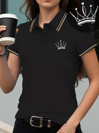 Women's Shirt Short Sleeve T-shirt with Crown Pattern Print