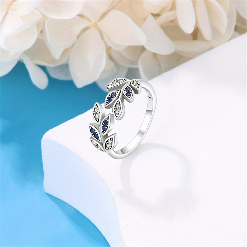 925 Silvery Women's Ring Original Design Leaf Open Ring Classic Engagement Wedding Jewelry