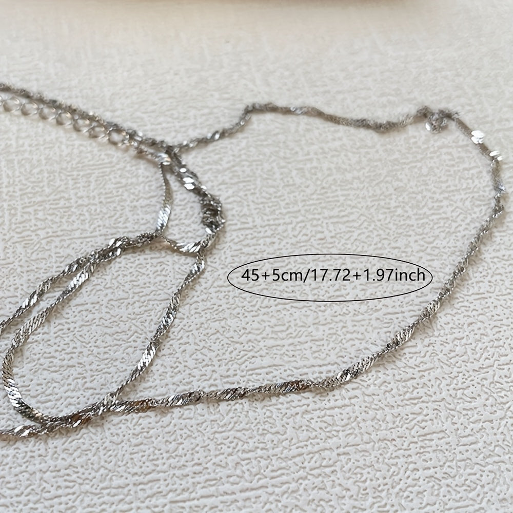 Silvery Twisted Pattern Necklace Elegant Luxury Style Copper Silver Plated Jewelry Daily Casual