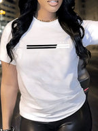 1pc Paris Graphic Print Women'S Casual Summer T-Shirt - Red, Short Sleeve, Round Neck, Polyester Blend, Comfort Fit, Casual Wear | Graphic Tee | Comfortable Fit