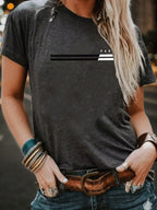 1pc Paris Graphic Print Women'S Casual Summer T-Shirt - Red, Short Sleeve, Round Neck, Polyester Blend, Comfort Fit, Casual Wear | Graphic Tee | Comfortable Fit