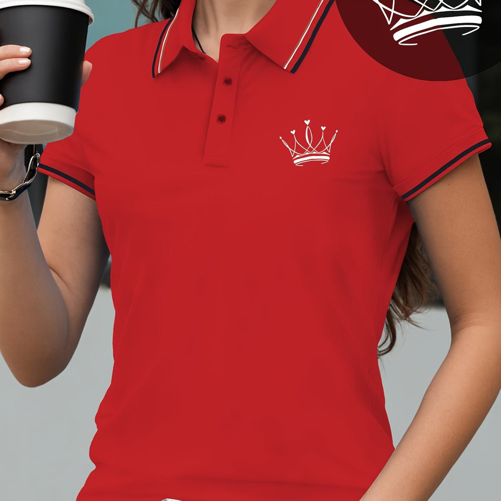 Women's Shirt Short Sleeve T-shirt with Crown Pattern Print