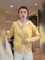 Women's Two-Piece Sweater Set, Pink Hooded Cardigan and Pullover, New Long-Sleeve Top for Spring\u002FAutumn Season