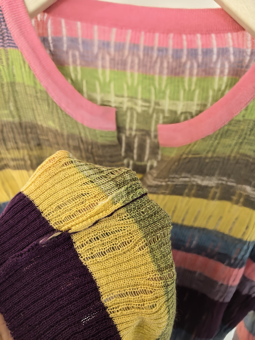 Lightweight, Women'S Long Sleeve Knit Cardigan - Vibrant Rainbow Striped Design, Button-Up, Casual Beach Vacation Style, Spring\u002FSummer Collection, Loose Fit, Polyester Blend, Casual Wear | Vibrant Striped Pattern | Knit Construction, Beach Clothes