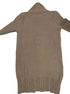 Elegant Long Cardigan Sweater for Women - Autumn\u002FWinter Knitted Fabric, Solid Color, Long Sleeve, Over-the-Knee, Acrylic Material, Reversible Collar Design