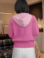 Women's Two-Piece Sweater Set, Pink Hooded Cardigan and Pullover, New Long-Sleeve Top for Spring\u002FAutumn Season