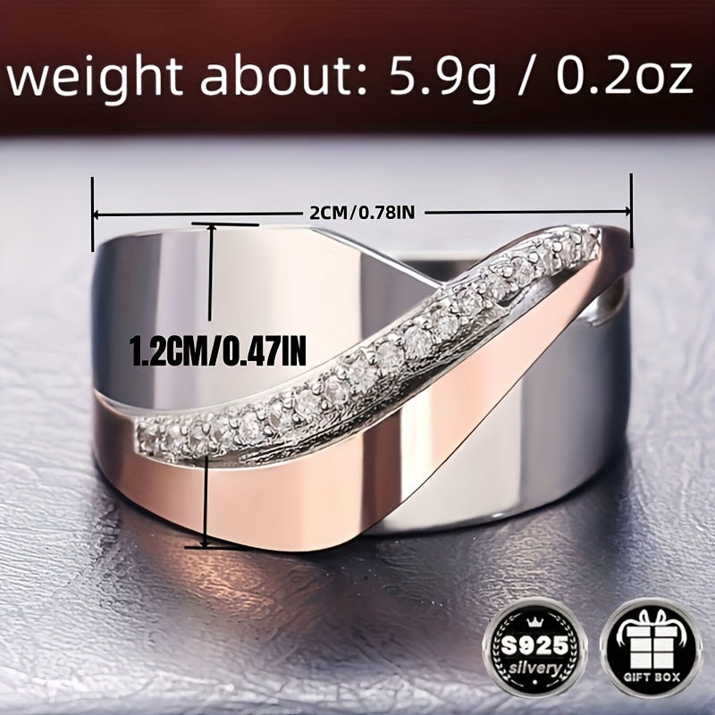 Elegant 925 Silver Wide Face Infinity Engagement Ring with Sparkling Cubic Zirconia Stones - Perfect for Weddings and Promises, Daily Occasion Ring|Elegant Ring Design|Durable Metal Ring