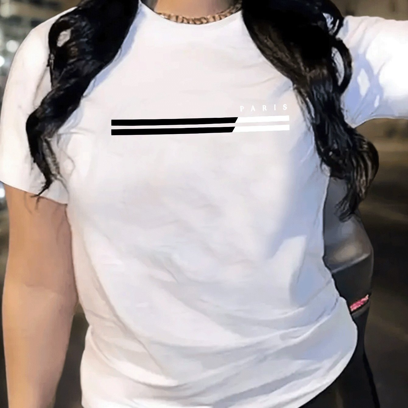 1pc Paris Graphic Print Women'S Casual Summer T-Shirt - Red, Short Sleeve, Round Neck, Polyester Blend, Comfort Fit, Casual Wear | Graphic Tee | Comfortable Fit