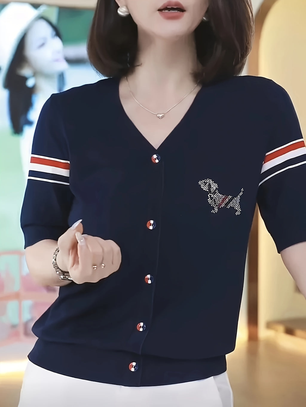 2025 New Summer Color Block Stripe Ice Sliky Fiber Fabric Sweater, Stylish and Versatile Women's Casual Top