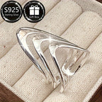 1pc Women's Fashion Wide Band Ring Hip-Hop Style Layered Adjustable Open Ring 925 Silver Total Weight Approximately 0.07 oz Comes with Exquisite Gift Box Packaging Mother's Day Preferred Gift Wedding Bridesmaid Gift Suitable for Music Festivals