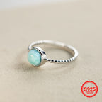 925 Sterling Silver Larimar Ring, Natural Blue Larimar Open Adjustable Ring, Perfect Wedding Bridal Engagement Anniversary Birthday Gift Valentine's Day Mother's Day Gift for Her, Christmas Thanks Giving