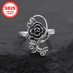 A Women's Ring Creative Rose Ring Fashionable Opening Adjustable Women's Ring 925 Silvery 3.5g Daily Dressing Wear Gift for Women