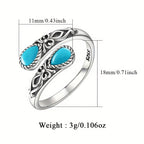 A pair of Women's rings, creative bow, inlaid synthetic turquoise spoon shaped ring, 925 Silvery 3g, daily wear, gift giving for women