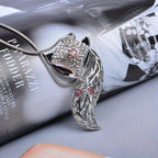 Chic Fox Head Pendant Necklace - South Korea Fashion, Alloy with Rhinestones, Versatile Long Sweater Chain for Women