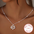 1pc Elegant 925 Sterling Silver Heart Pendant Necklace with Cubic Zirconia - Mobius Link Design, Perfect Gift for Birthdays, Weddings, Valentine'S Day, Easter, Ramadan, Mother'S Day, Valentine'S Day Necklace|Elegant Necklace|Durable Jewelr