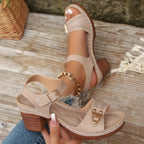 Women's Chunky Heel Sandals, Fashionable Open-Toe High Heels, Fashionable Hollow Design High Heels