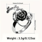 A Women's Ring Creative Rose Ring Fashionable Opening Adjustable Women's Ring 925 Silvery 3.5g Daily Dressing Wear Gift for Women