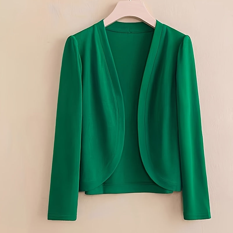 Women's Elegant Long Sleeve Cardigan - Open Front Shawl Design, Breathable Windproof Sunscreen Polyester, 4 Colors (Olive Green\u002FRed\u002FGreen\u002FWhite) for Mature Style & All-Day Comfort, Cardigan, Casual Layering Piece, Lightweight Fabric