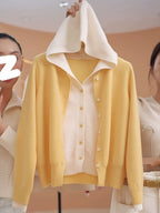 Women's Two-Piece Sweater Set, Pink Hooded Cardigan and Pullover, New Long-Sleeve Top for Spring\u002FAutumn Season