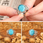 A Stylish S925 Silver Ring for Women Featuring Floral Designs And Turquoise, Adjustable And Open-Ended, Perfect As a Jewelry Gift for Mother'S Day, with a Low Allergy Risk And a Weight of 3.3G.