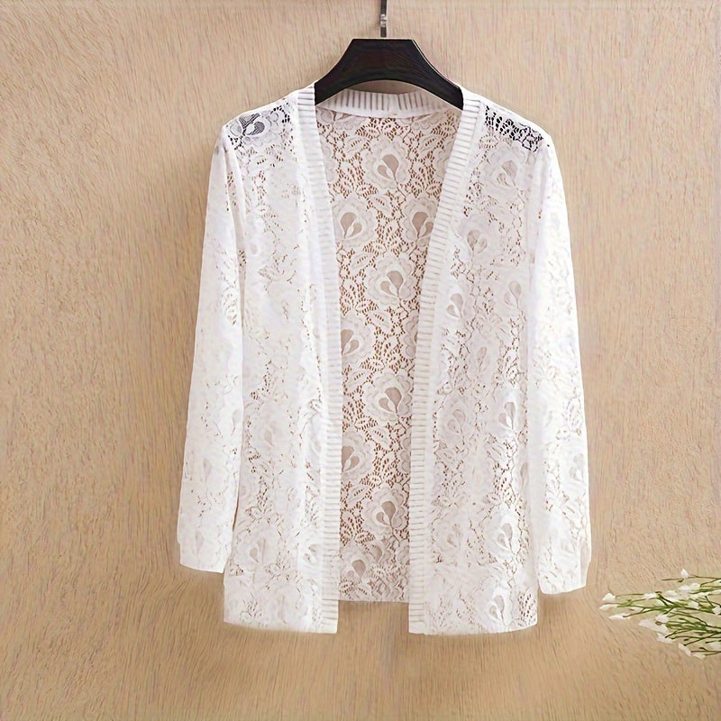 Elegant Lace Cardigan: Fall\u002FWinter Collection - Long Sleeve, Fitted Design, Hand Wash or Dry Clean, Suitable for Mature Occasions, Provides Warmth, Decoration, and Wind Protection - Women's Fashion Accessory
