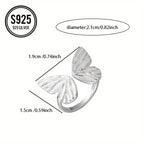 925 Hypoallergenic Sweet Butterfly Ring Niche Design Celebrity Simple Temperament Ring Daily Wear Accessories Decorative Accessories Valentine's Day Mother's Day Gift Lady Gift Anti-oxidation Storage Gift Box 3.6g