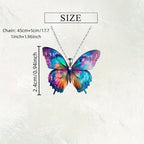 1pc Elegant Acrylic Butterfly Pendant Necklace, Colorful Unplated Jewelry, Ideal Gift for Christmas, Birthday, New Year, Family, and Friends
