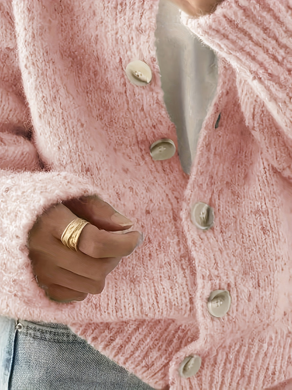 Rachel Women's Elegant Stretchy Camo Button Cardigan - High Elasticity Round Neck Spring\u002FFall Sweater with Decorative Buttons, Hand Wash\u002FDry Clean, Casual to Dressy Outfits, Classic Sweater for Ladies, Outfit Enhancer, Textured, Durable