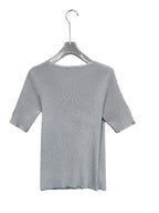 Elegant V-Neck Top for Women - Chic Half Sleeve Sweater Blouse with Fake Buttons, Ribbed Texture, Perfect for Spring\u002FSummer Casual Wear, Elegant Attire | Stylish Ribbed | Construction