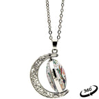 Elegant Fashion Colorful Hummingbird Crescent Half Moon 360¡ã Rotation Round Crystal Pendant Necklace Creative Men Women Jewelry Gifts