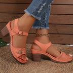 Women's Chunky Heel Sandals, Fashionable Open-Toe High Heels, Fashionable Hollow Design High Heels