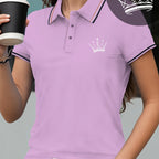 Women's Shirt Short Sleeve T-shirt with Crown Pattern Print
