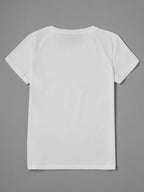 Rose Print Crew Neck T-Shirt, Casual Short Sleeve Top For Spring & Summer, Women's Clothing