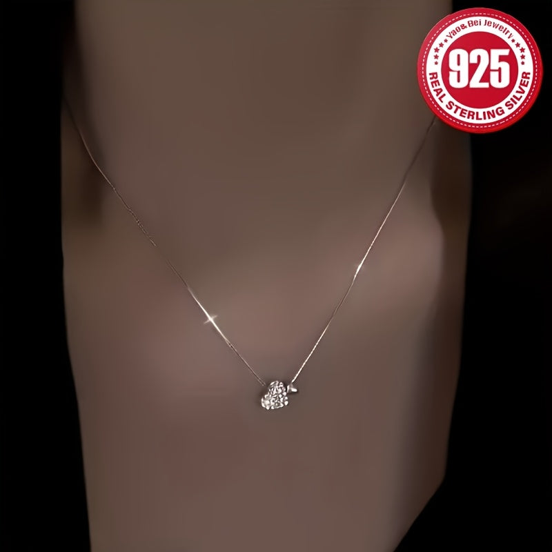 1pc Women's Fashion Necklace Elegant 925 Sterling Silver DIY Handmade Double Love Necklace is the best choice for birthday wedding season home and Easter Mother's Day gifts