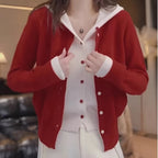 Women's Two-Piece Sweater Set, Pink Hooded Cardigan and Pullover, New Long-Sleeve Top for Spring\u002FAutumn Season