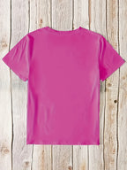 Women'S Floral Heart Print T-Shirt, Casual Crew Neck Short Sleeve Top, 100% Polyester Knit Fabric, Regular Length, All Season Fashion Tee